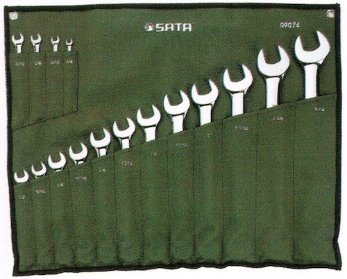 SATA 09074 Combination Wrench Set 16pc, 1/4"-1-1/4", SAE, 7kg,